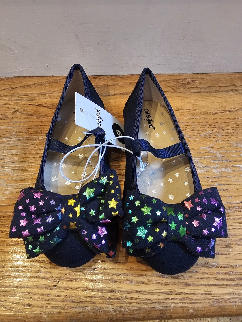 Cat & Jack Mary Jane Flats with Multicolor Glitter Stars Girls Size 9